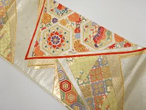 アンティーク　切り嵌め風華紋に古典柄模様織出し袋帯（材料）